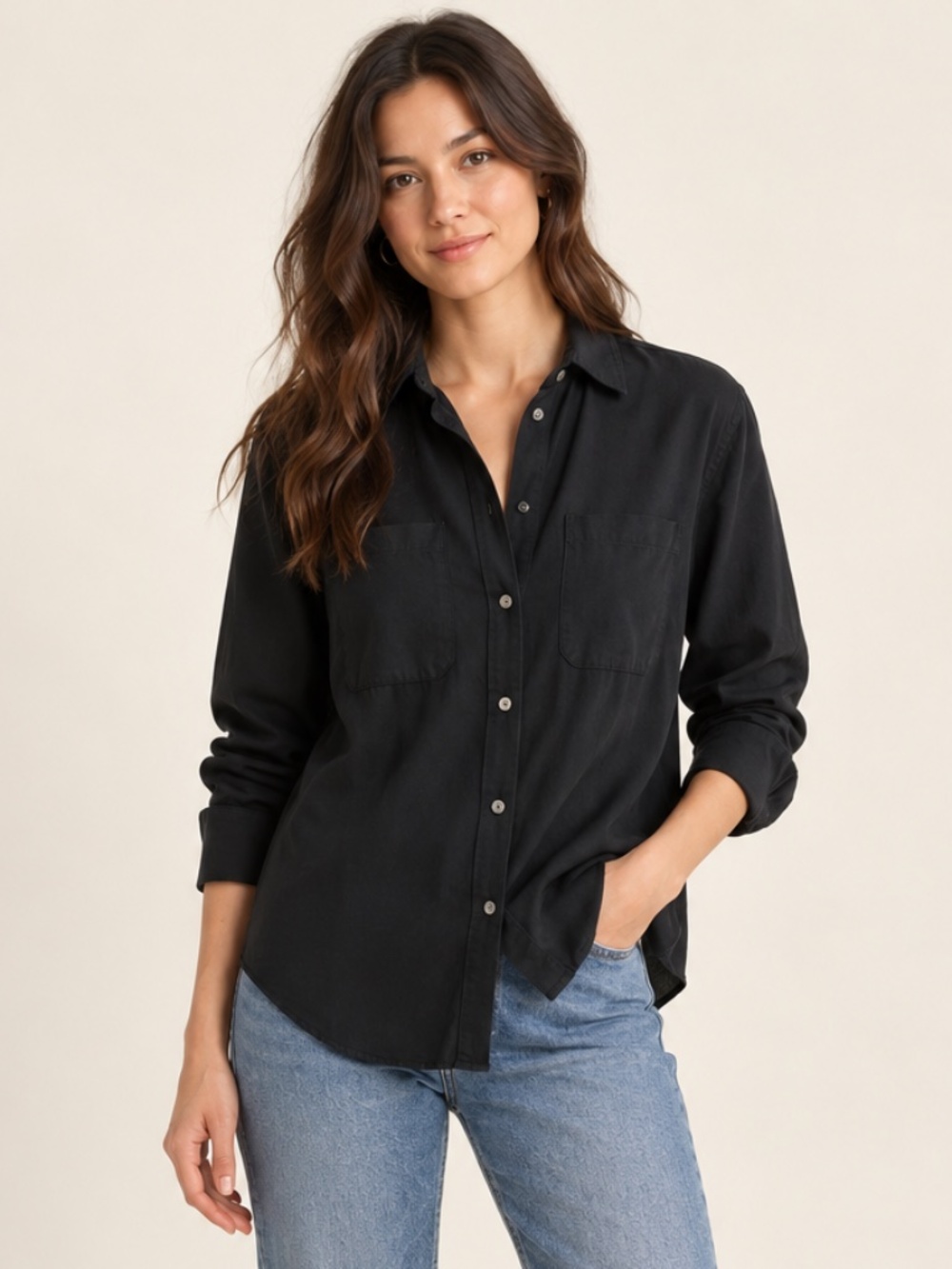 Banana Republic Black Two Pocket Button Down Shirt Size M
